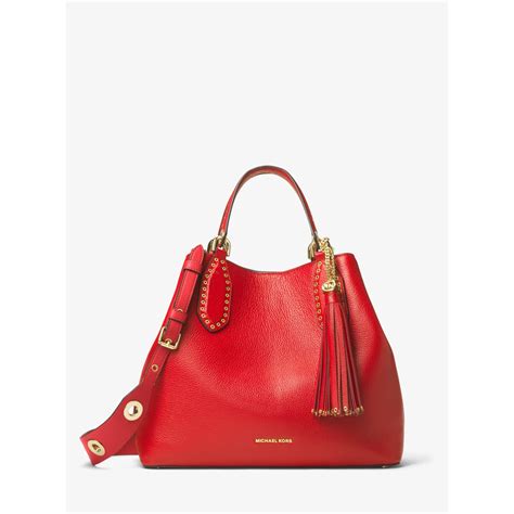 michael kors brooklyn large leather tote red|michael kors brooklyn handbag.